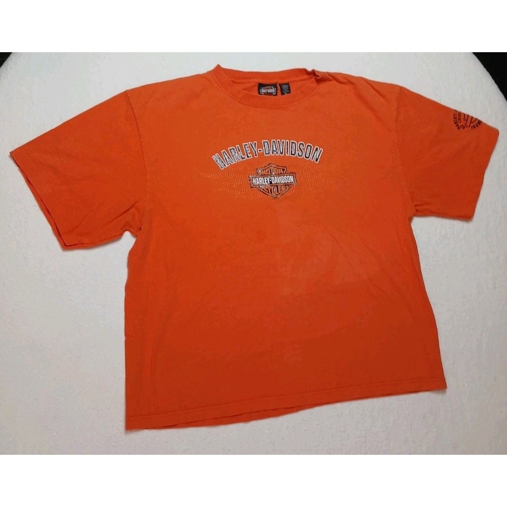 Vtg 2004 Harley Davidson Franklin, TN Cool Spring Men's Shirt Size XL Orange
